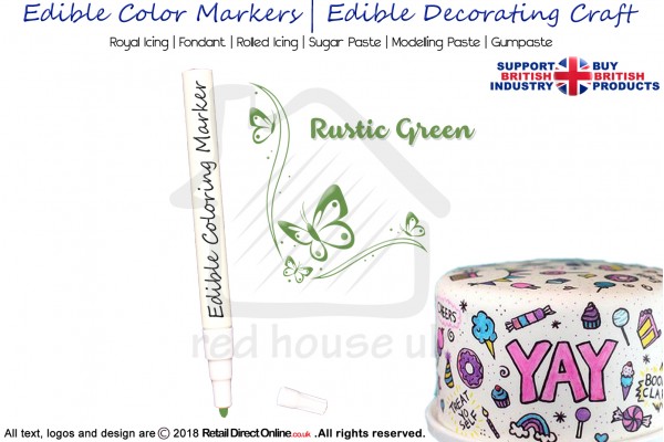 Cake Decorating Craft | Icing Pen | Icing Colouring Marker | Edible Painting Ink | Rustic Green