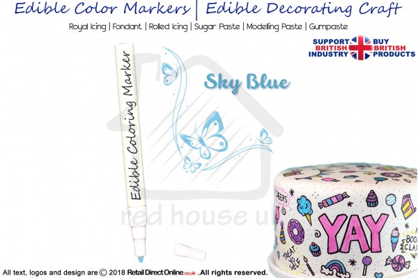 Cake Decorating Craft | Icing Pen | Icing Colouring Marker | Edible Painting Ink | Sky Blue