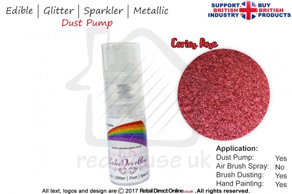 Ceries Rose | Glitter | Sparkler | Edible | 8 Gram Dust Pump | Cake Decorating Craft