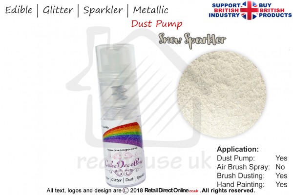 Snow White | Glitter | Sparkler | Edible | 8 Gram Dust Pump | Cake Decorating Craft