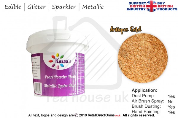 Antique Gold | Glitter | Sparkler | Edible | 25 Gram Pot | Cake Decorating Craft
