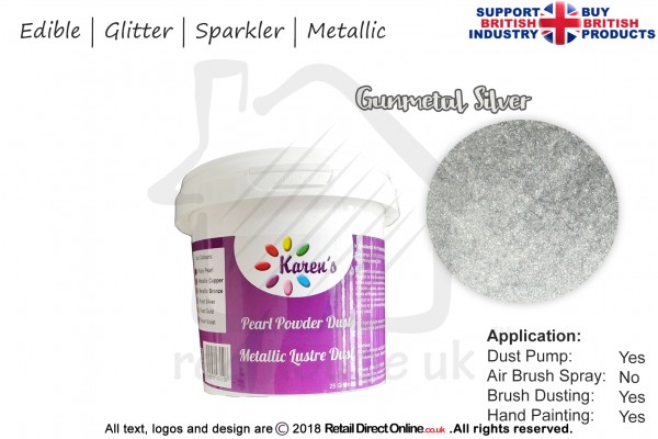 Gunmetal Silver | Glitter | Sparkler | Edible | 25 Gram Pot | Cake Decorating Craft