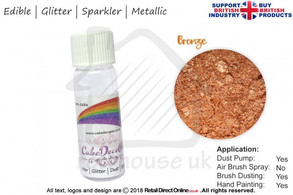 Bronze | Glitter | Sparkler | Edible | 4 Gram Tube | Cake Decorating Craft