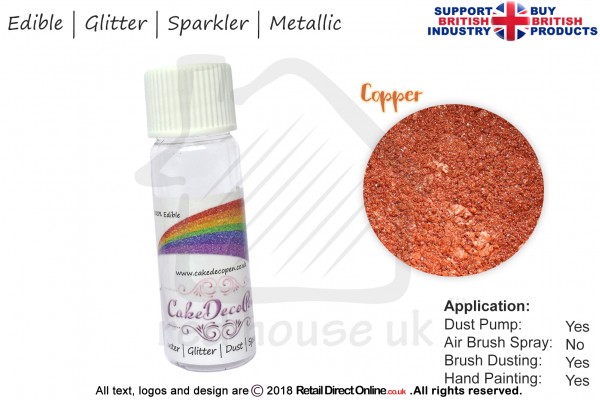 Copper | Glitter | Sparkler | Edible | 4 Gram Tube | Cake Decorating Craft