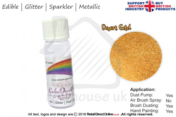 Desert Gold | Glitter | Sparkler | Edible | 4 Gram Tube | Cake Decorating Craft