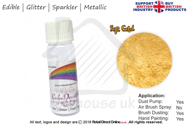 Soft Gold | Glitter | Sparkler | Edible | 4 Gram Tube | Cake Decorating Craft