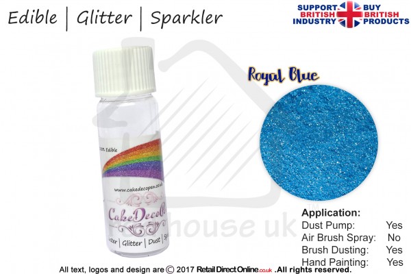 Royal Blue | Glitter | Sparkler | Edible | 8 Gram Dust Pump | Cake Decorating Craft