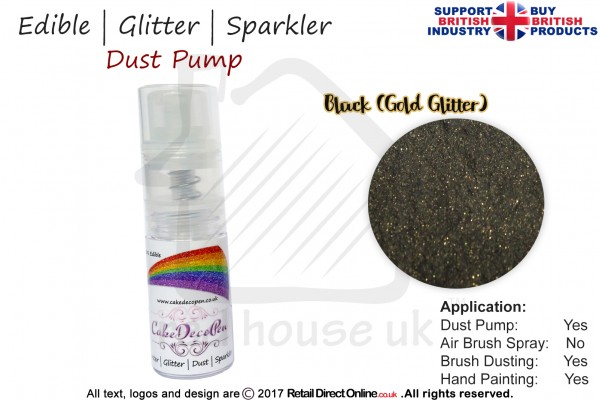 Black Gold  | Glitter | Sparkler | Edible | 4 Gram Tube | Cake Decorating Craft
