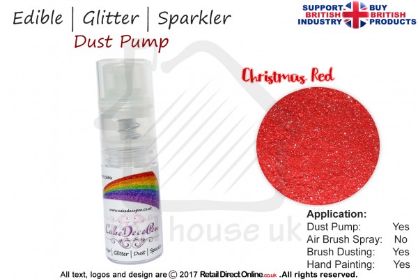 Christmas Red | Glitter | Sparkler | Edible | 25 Gram Pot | Cake Decorating Craft