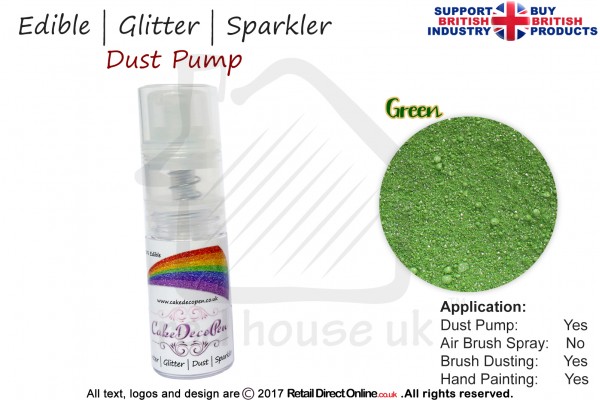 Green | Glitter | Sparkler | Edible | 4 Gram Tube | Cake Decorating Craft