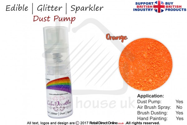 Orange | Glitter | Sparkler | Edible | 4 Gram Tube | Cake Decorating Craft