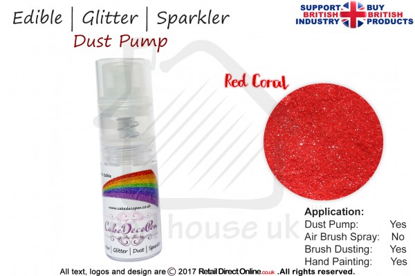 Red Coral | Glitter | Sparkler | Edible | 4 Gram Tube | Cake Decorating Craft