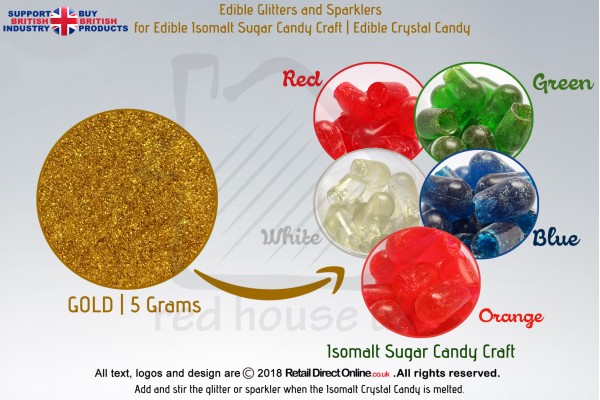 Gold Sparkle Glitter | Edible | 4 Grams | Isomalt Sugar Crystal Candy | Cake Decorating Sugar Craft 
