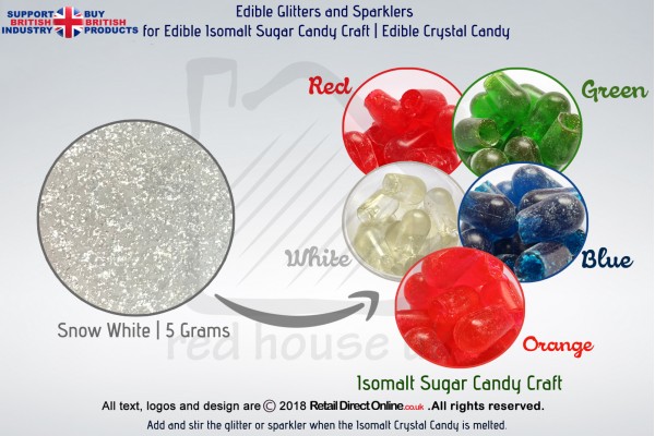 Snow Sparkle Glitter | Edible | 4 Grams | Isomalt Sugar Crystal Candy | Cake Decorating Sugar Craft 