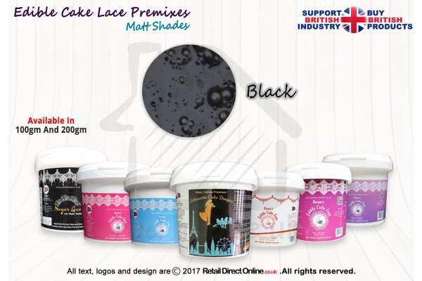 Black | Edible Sugar Lace Deco Pen | Matt Shade | 200 Grams