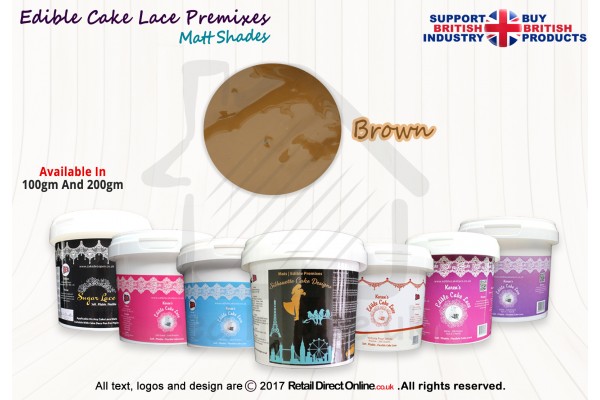 Brown | Edible Sugar Lace Deco Pen | Matt Shade | 200 Grams