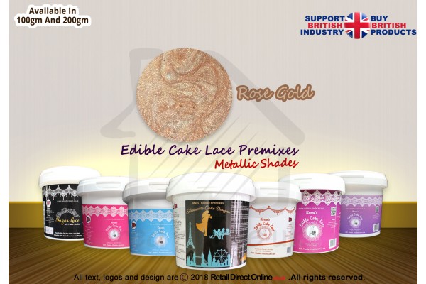 Rose Gold Colour | Edible Cake Lace Premixes | Metallic Shade | 200 Grams