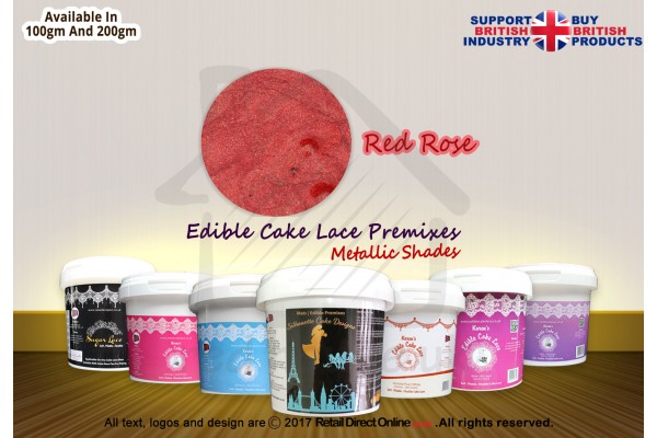 Red Rose Colour | Edible Sugar Lace Deco Pen | Metallic Shade | 200 Grams