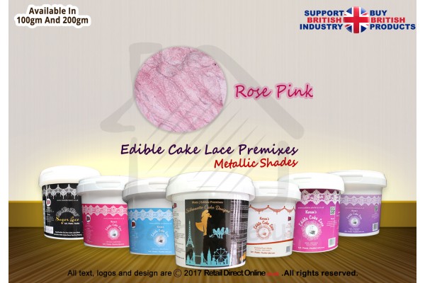 Rose Pink Colour | Edible Sugar Lace Deco Pen | Metallic Shade | 200 Grams