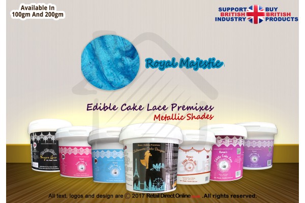 Royal Majestic Blue Colour | Edible Sugar Lace Deco Pen | Metallic Shade | 200 Grams