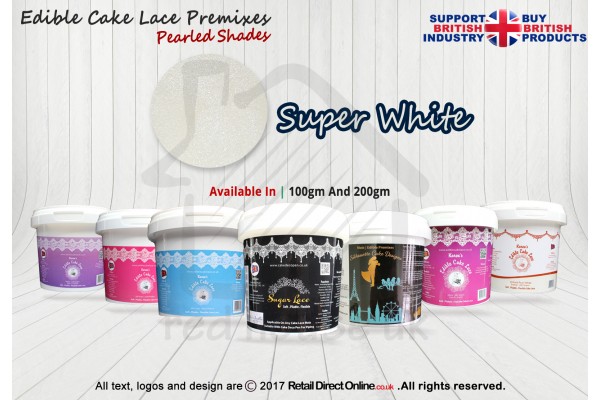 Pearl White | Edible Sugar Lace Deco Pen | Pearled Shade | 200 Grams