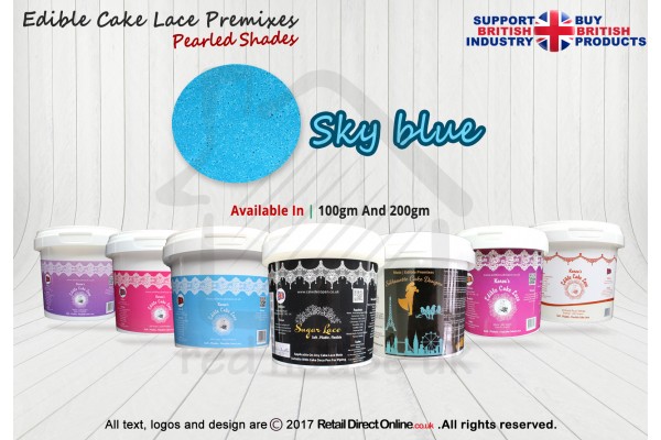 Sky Blue | Edible Sugar Lace Deco Pen | Pearled Shade | 200 Grams