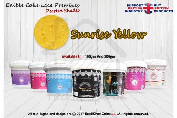 Sunrise Yellow | Edible Sugar Lace Deco Pen | Pearled Shade | 200 Grams