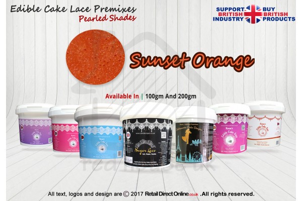 Sunset Orange | Edible Sugar Lace Deco Pen | Pearled Shade | 200 Grams