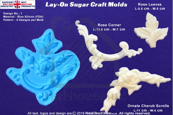 Design 1 | Lay-On Silicone Cake Molds | Deep Floral Roses | Wedding Cakes | Design | Sugar Cake Decorating Craft 
