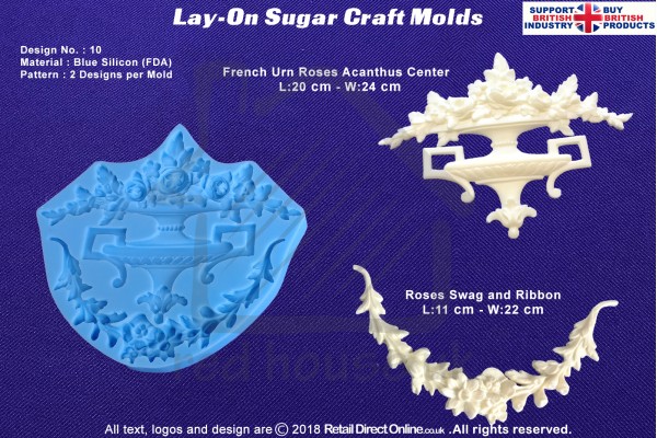 Design 10 | Lay-On Silicone Cake Molds | Deep Floral Roses | Wedding Cakes | Design | Sugar Cake Decorating Craft 