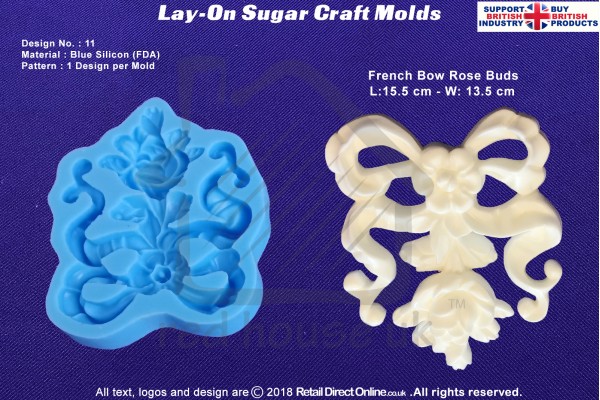 Design 11 | Lay-On Silicone Cake Molds | Deep Floral Roses | Wedding Cakes | Design | Sugar Cake Decorating Craft 