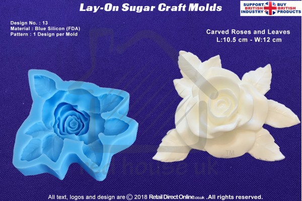 Design 13 | Lay-On Silicone Cake Molds | Deep Floral Roses | Wedding Cakes | Design | Sugar Cake Decorating Craft 