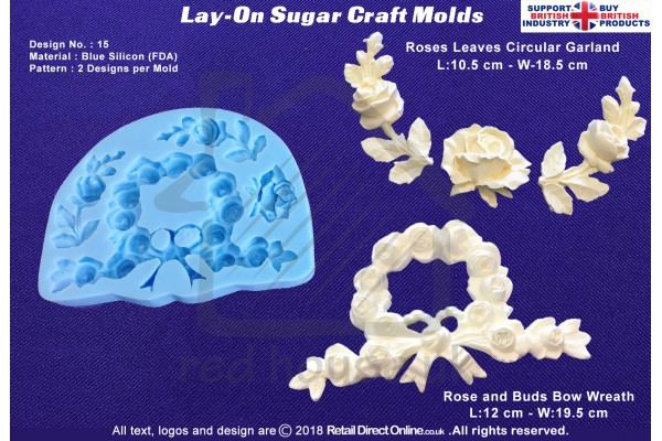 Design 15 | Lay-On Silicone Cake Molds | Deep Floral Roses | Wedding Cakes | Design | Sugar Cake Decorating Craft 