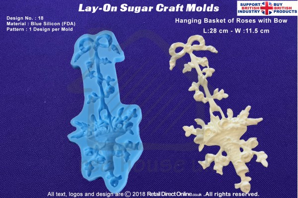 Design 18 | Lay-On Silicone Cake Molds | Deep Floral Roses | Wedding Cakes | Design | Sugar Cake Decorating Craft 
