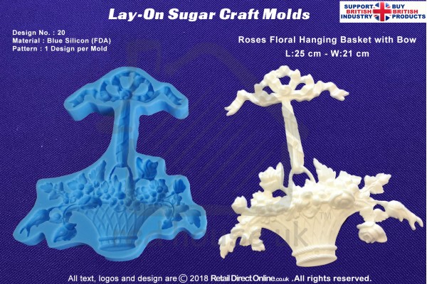 Design 20 | Lay-On Silicone Cake Molds | Deep Floral Roses | Wedding Cakes | Design | Sugar Cake Decorating Craft 