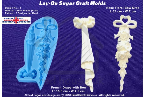 Design 5 | Lay-On Silicone Cake Molds | Deep Floral Roses | Wedding Cakes | Design | Sugar Cake Decorating Craft 