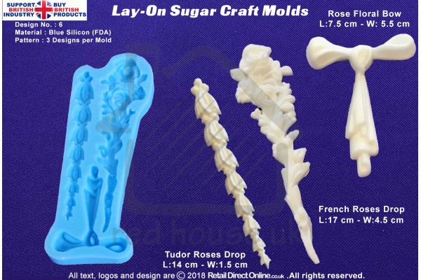 Design 6 | Lay-On Silicone Cake Molds | Deep Floral Roses | Wedding Cakes | Design | Sugar Cake Decorating Craft 