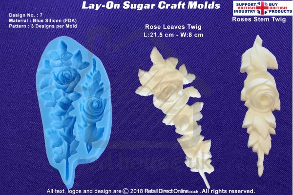 Design 7 | Lay-On Silicone Cake Molds | Deep Floral Roses | Wedding Cakes | Design | Sugar Cake Decorating Craft 