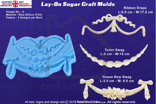 Design 9 | Lay-On Silicone Cake Molds | Deep Floral Roses | Wedding Cakes | Design | Sugar Cake Decorating Craft 
