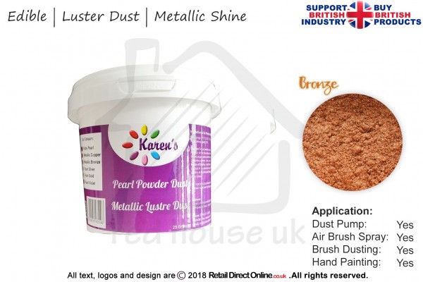 Bronze | Pearled | Luster | Shimmer | Gloss | Edible Dust | 25 Gram Pot | Cake Decorating Craft