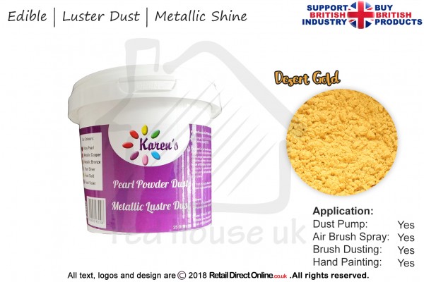 Desert Gold | Pearled | Luster | Shimmer | Gloss | Edible Dust | 25 Gram Pot | Cake Decorating Craft