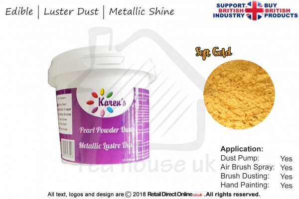 Soft Gold | Pearled | Luster | Shimmer | Gloss | Edible Dust | 25 Gram Pot | Cake Decorating Craft