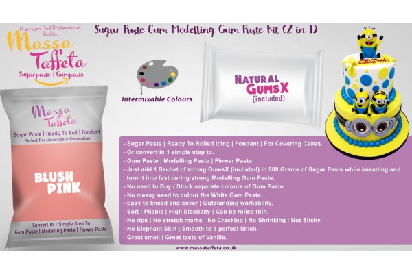 Blush Pink | Massa Taffeta | Sugar Paste Cum Modelling Gum Paste Kit (2 in 1)