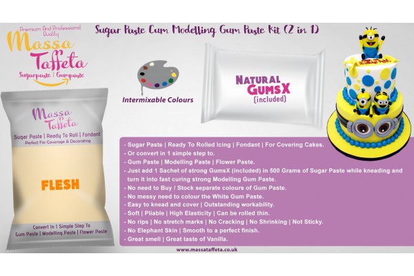 Flesh | Massa Taffeta | Sugar Paste Cum Modelling Gum Paste Kit (2 in 1)
