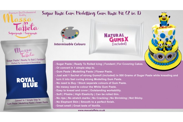 Royal Blue | Massa Taffeta | Sugar Paste Cum Modelling Gum Paste Kit (2 in 1)