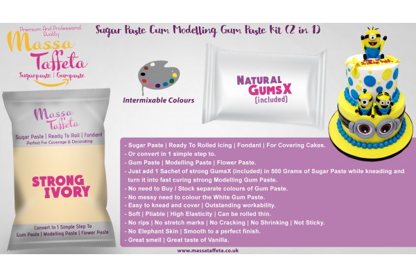 Strong Ivory | Massa Taffeta | Sugar Paste Cum Modelling Gum Paste Kit (2 in 1)