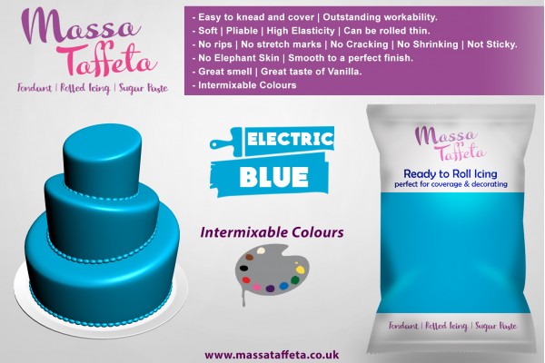 Electric Blue | Massa Taffeta | Fondant | Sugarpaste | Ready Rolled Icing | Cake Craft 
