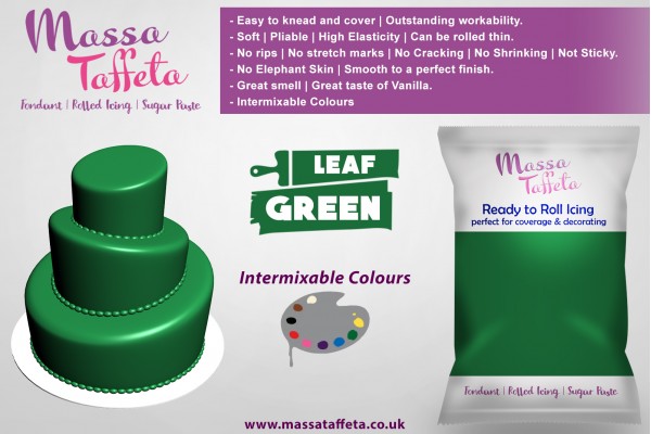 Leaf Green | Massa Taffeta | Fondant | Sugarpaste | Ready Rolled Icing | Cake Craft 