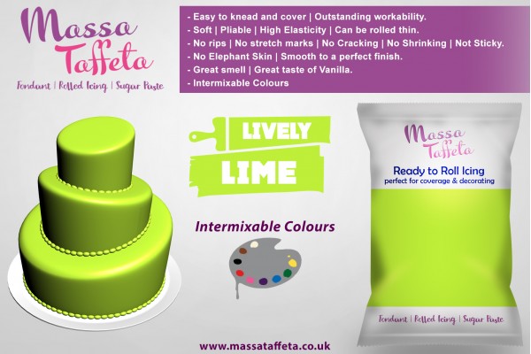 Lively Lime | Massa Taffeta | Fondant | Sugarpaste | Ready Rolled Icing | Cake Craft 