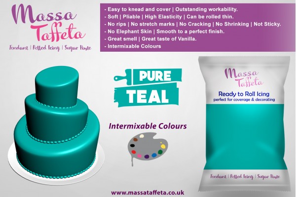 Pure Teal | Massa Taffeta | Fondant | Sugarpaste | Ready Rolled Icing | Cake Craft 